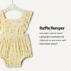 imageAmazon Essentials x Sofia Grainge Baby Girls Cotton Sleeveless Romper with RufflesLight Tan Ditsy Flower