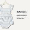 imageAmazon Essentials x Sofia Grainge Baby Girls Cotton Sleeveless Romper with RufflesPale Blue Bold Stripe