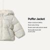 imageAmazon Essentials x Sofia Grainge Girls WaterRepellent Hooded Puffer JacketIvory Dusty Blue Outlined Blooms