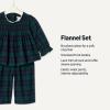 imageAmazon Essentials x Sofia Grainge Toddler and Baby Girls Long Sleeve Flannel SetDark Emerald Green Deep Blue Plaid