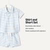 imageAmazon Essentials x Sofia Grainge Toddlers and Baby Boys Cotton Pique Short Sleeve Shirt amp Shorts Play SetBlue Uneven Thin Stripe