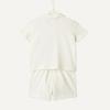 imageAmazon Essentials x Sofia Grainge Toddlers and Baby Boys Cotton Pique Short Sleeve Shirt amp Shorts Play SetIvory Navy Petit Soleil