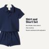 imageAmazon Essentials x Sofia Grainge Toddlers and Baby Boys Cotton Pique Short Sleeve Shirt amp Shorts Play SetNavy