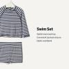 imageAmazon Essentials x Sofia Grainge Toddlers and Baby Boys TwoPiece Long Sleeve Rashguard and Shorts SetIvory Navy Even Stripe