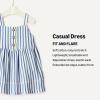 imageAmazon Essentials x Sofia Grainge Toddlers and Baby Girls Cotton Casual Fit and Flare DressBlue Stripe
