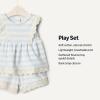 imageAmazon Essentials x Sofia Grainge Toddlers and Baby Girls Cotton Eyelet Top amp Shorts Play Set MultipacksPale Blue Bold Stripe