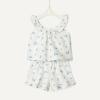 imageAmazon Essentials x Sofia Grainge Toddlers and Baby Girls Cotton Linen Sleeveless Top amp Shorts Set with RufflesIvory Blue Floral