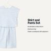imageAmazon Essentials x Sofia Grainge Toddlers and Baby Girls Cotton Pique Short Sleeve TShirt amp Pants Play SetBlue Uneven Thin Stripe