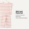 imageAmazon Essentials x Sofia Grainge Toddlers and Baby Girls Cotton Pique Short Sleeve TShirt amp Pants Play SetRed Double Stripe