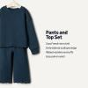 imageAmazon Essentials x Sofia Grainge Toddlers and Baby Girls French Terry Sweatshirt Pant and Top SetDark Navy