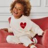 imageAmazon Essentials x Sofia Grainge Toddlers and Baby Girls French Terry Sweatshirt Pant and Top SetIvory Red Valentine