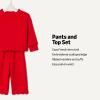 imageAmazon Essentials x Sofia Grainge Toddlers and Baby Girls French Terry Sweatshirt Pant and Top SetRed