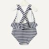 imageAmazon Essentials x Sofia Grainge Toddlers and Baby Girls OnePiece Swimsuit with Crisscross Straps Ruffle DetailIvory Navy Even Stripe