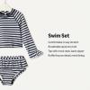 imageAmazon Essentials x Sofia Grainge Toddlers and Baby Girls TwoPiece Long Sleeve Rashguard Set MultipacksIvory Navy Even Stripe