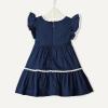 imageAmazon Essentials x Sofia Grainge Toddlers and Baby Girls Woven Cotton Sateen Fit amp Flare Casual DressNavy