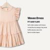 imageAmazon Essentials x Sofia Grainge Toddlers and Baby Girls Woven Cotton Sateen Fit amp Flare Casual DressPeach Classic Stripe