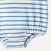 imageAmazon Essentials x Sofia Grainge Unisex Babies Cotton Bubble BodysuitBlue Ivory Uneven Stripe
