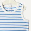 imageAmazon Essentials x Sofia Grainge Unisex Babies Cotton Bubble BodysuitBlue Ivory Uneven Stripe