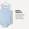 imageAmazon Essentials x Sofia Grainge Unisex Babies Cotton Bubble BodysuitBlue Ivory Uneven Stripe