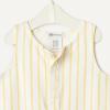 imageAmazon Essentials x Sofia Grainge Unisex Babies Sleeveless Lightweight French Terry RomperGolden Yellow Uneven Stripe