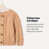 imageAmazon Essentials x Sofia Grainge Unisex Toddlers and Babies Cable Knit Fisherman Cardigan SweaterLight Camel