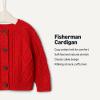 imageAmazon Essentials x Sofia Grainge Unisex Toddlers and Babies Cable Knit Fisherman Cardigan SweaterRed