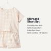 imageAmazon Essentials x Sofia Grainge Unisex Toddlers and Babies Cotton Gauze Shirt amp Shorts Play SetBeige Gingham