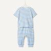 imageAmazon Essentials x Sofia Grainge Unisex Toddlers and Babies Cotton Knit Short Sleeve Shirt amp Pants SetBlue Ivory Uneven Stripe