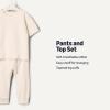 imageAmazon Essentials x Sofia Grainge Unisex Toddlers and Babies Cotton Knit Short Sleeve Shirt amp Pants SetIvory