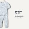 imageAmazon Essentials x Sofia Grainge Unisex Toddlers and Babies Cotton Knit Short Sleeve Shirt amp Pants SetLight Blue Lambs