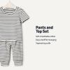 imageAmazon Essentials x Sofia Grainge Unisex Toddlers and Babies Cotton Knit Short Sleeve Shirt amp Pants SetNavy Tapered Stripe