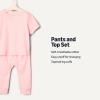 imageAmazon Essentials x Sofia Grainge Unisex Toddlers and Babies Cotton Knit Short Sleeve Shirt amp Pants SetPink