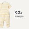 imageAmazon Essentials x Sofia Grainge Unisex Toddlers and Babies Cotton Knit Short Sleeve Shirt amp Pants SetWarm Yellow Ivory Uneven Stripe