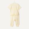 imageAmazon Essentials x Sofia Grainge Unisex Toddlers and Babies Cotton Knit Short Sleeve Shirt amp Pants SetWarm Yellow Ivory Uneven Stripe