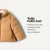 imageAmazon Essentials x Sofia Grainge Unisex Toddlers and Babies Teddy Puffer Jacket Winter Coat Fleece LinedCamel