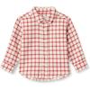 imageAmazon Essentials x Sofia Grainge Toddlers and Baby Boys Button Down Plaid Flannel ShirtIvory Raspberry Red Windowpane