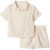 imageAmazon Essentials x Sofia Grainge Toddlers and Baby Boys Cotton Linen Short Sleeve Shirt amp Shorts Play SetTaupe Even Stripe