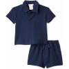 imageAmazon Essentials x Sofia Grainge Toddlers and Baby Boys Cotton Pique Short Sleeve Shirt amp Shorts Play SetNavy