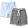 imageAmazon Essentials x Sofia Grainge Toddlers and Baby Boys PullOn Knit French Terry Shorts Pack of 2Light BlueStripe