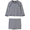 imageAmazon Essentials x Sofia Grainge Toddlers and Baby Boys TwoPiece Long Sleeve Rashguard and Shorts SetIvory Navy Even Stripe