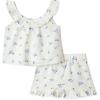 imageAmazon Essentials x Sofia Grainge Toddlers and Baby Girls Cotton Linen Sleeveless Top amp Shorts Set with RufflesIvory Blue Floral