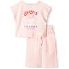 imageAmazon Essentials x Sofia Grainge Toddlers and Baby Girls Cotton Pique Short Sleeve TShirt amp Pants Play SetLight Pink Ice Cream