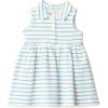 imageAmazon Essentials x Sofia Grainge Toddlers and Baby Girls Cotton Pique Sleeveless DressBlue Uneven Thin Stripe