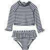 imageAmazon Essentials x Sofia Grainge Toddlers and Baby Girls TwoPiece Long Sleeve Rashguard Set MultipacksIvory Navy Even Stripe
