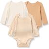 imageAmazon Essentials x Sofia Grainge Unisex Babies Cotton Long Sleeve Crew Neck BodysuitIvoryLight CamelStripe