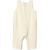 imageAmazon Essentials x Sofia Grainge Unisex Babies Sleeveless Lightweight French Terry RomperGolden Yellow Uneven Stripe