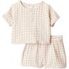 imageAmazon Essentials x Sofia Grainge Unisex Toddlers and Babies Cotton Gauze Shirt amp Shorts Play SetBeige Gingham