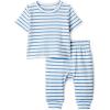 Blue Ivory Uneven Stripe