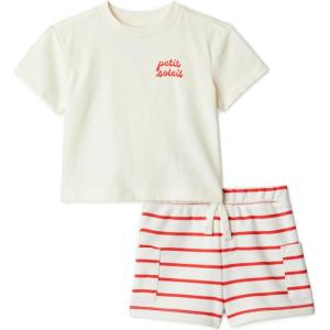 imageAmazon Essentials x Sofia Grainge Babies Toddlers and Boys TShirt and Short Play Set MultipacksPetit SoleilUneven Stripe