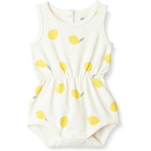 imageAmazon Essentials x Sofia Grainge Baby Girls Lightweight French Terry Sleeveless Shorts RomperIvory Big Lemon